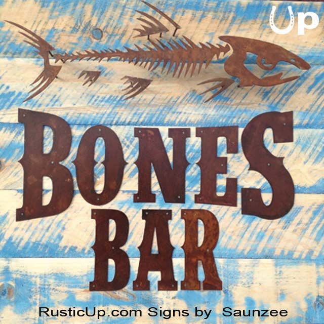 Rustic Signs Bones Bar 3D Rusty Metal Sign
