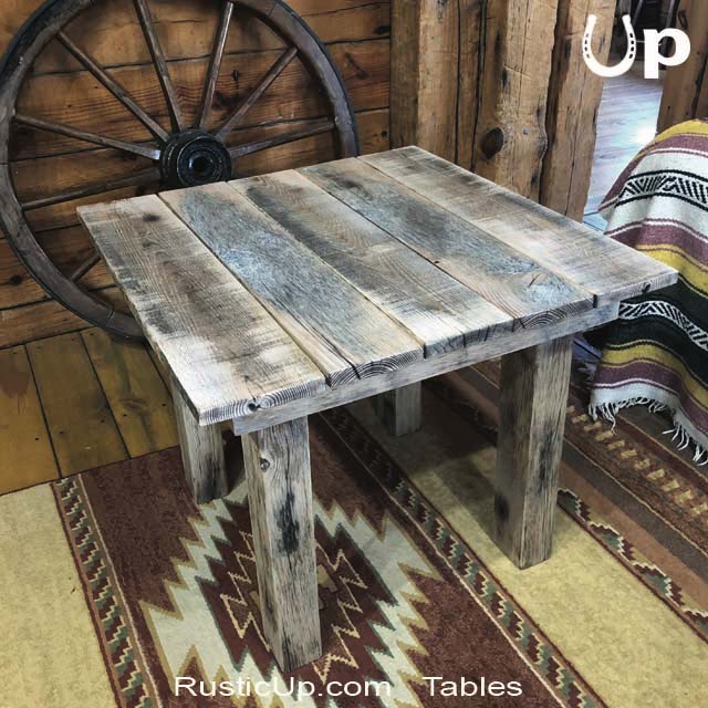 Rustic Table Weathered Wood End Table