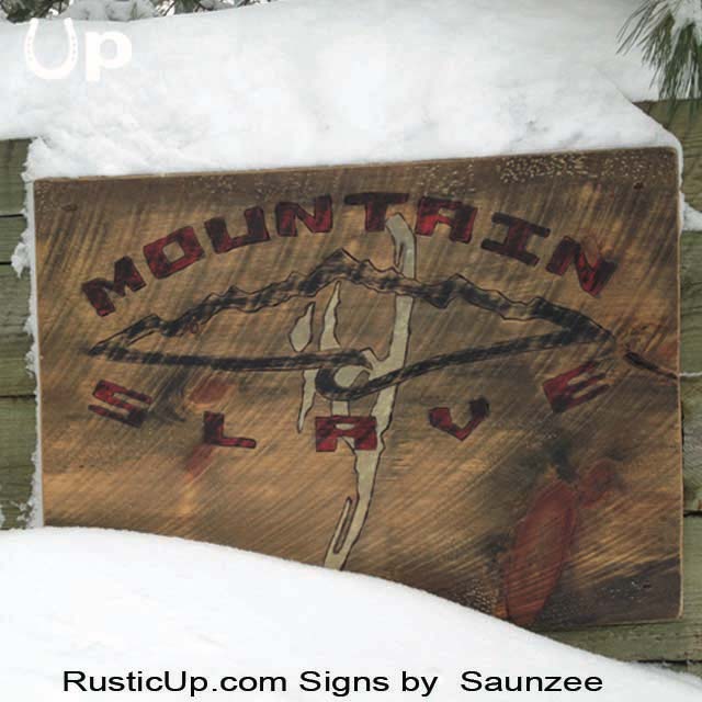 Rustic Business Signs, Weathered Snowboard Signs, MountainSlave