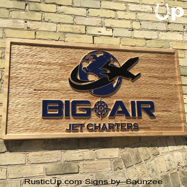 Rustic Business Signs, carved wood signs, jet charters Sign