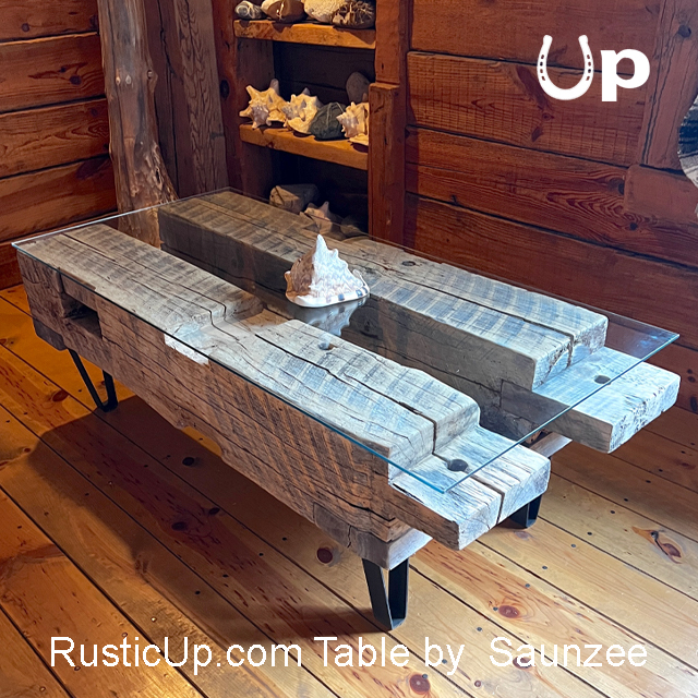 Rustic Table, Old Barn Beam Table, Coffee