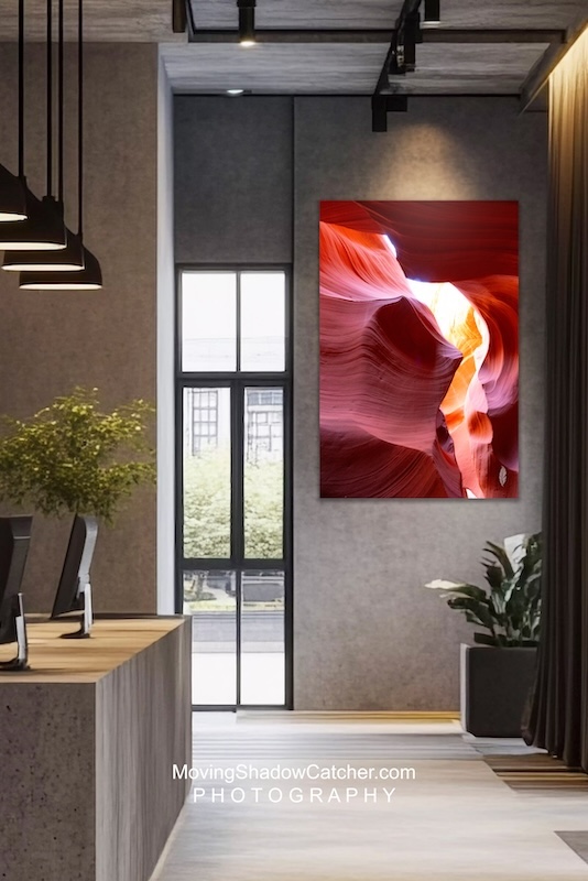 slot canyon photography, office interior fine art, acrylic mounted prints